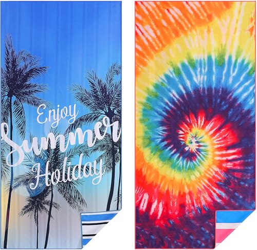 Casa Platino 2-Pack Oversized Microfiber Beach Towels – Extra Large 71"x32" Lightweight, Sand-Free, Quick-Dry – Travel, Swim, Pool, Yoga, Camping Towels for Adults & Kids – Beach Essentials - Lucifer