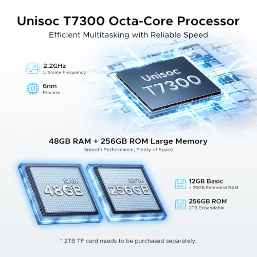 Image of P12 Plus 12 Inch Tablet Android 16, T7300 Octa-core, 12000mAh /18W, 2.4K 120Hz, 48GB RAM+256GB ROM /2TB TF, Gemini AI, 5G WiFi, 8MP+13MP, Face ID, OTG, Widevine L1, Tablet with Keyboard and Pen,BLUE