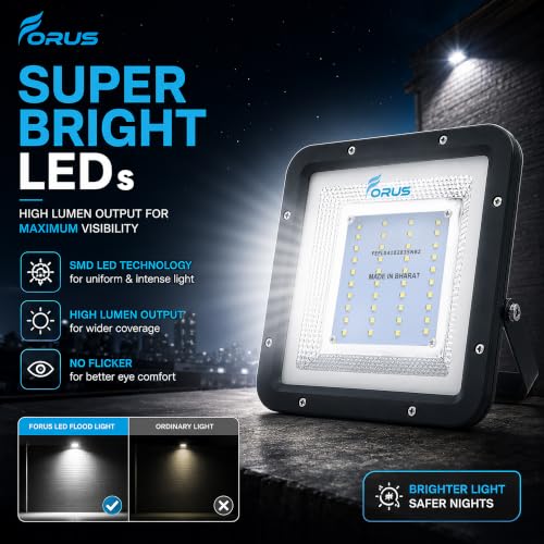 Image of Forus 30W LED Flood Light Outdoor IP67 Waterproof White High Mast Focus Floodlight, Energy Efficient Halogen Replacement, 4 Years Warranty for Garage, Garden, Parking, Factory (1 PC)