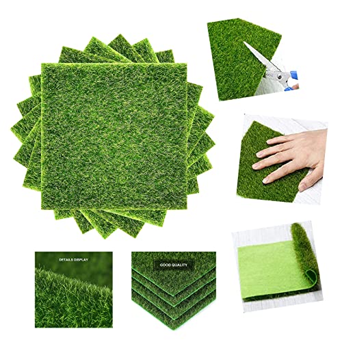 6 Pezzi Erba Artificiale Tappetino d'Erba Per Cani, Erba Artificiale Mini per Giardino Erba Decorazione, Prato Sintetico da Giardino, per Giardino, Terrazza, Balcone, Tavolo, Piano - Image 4