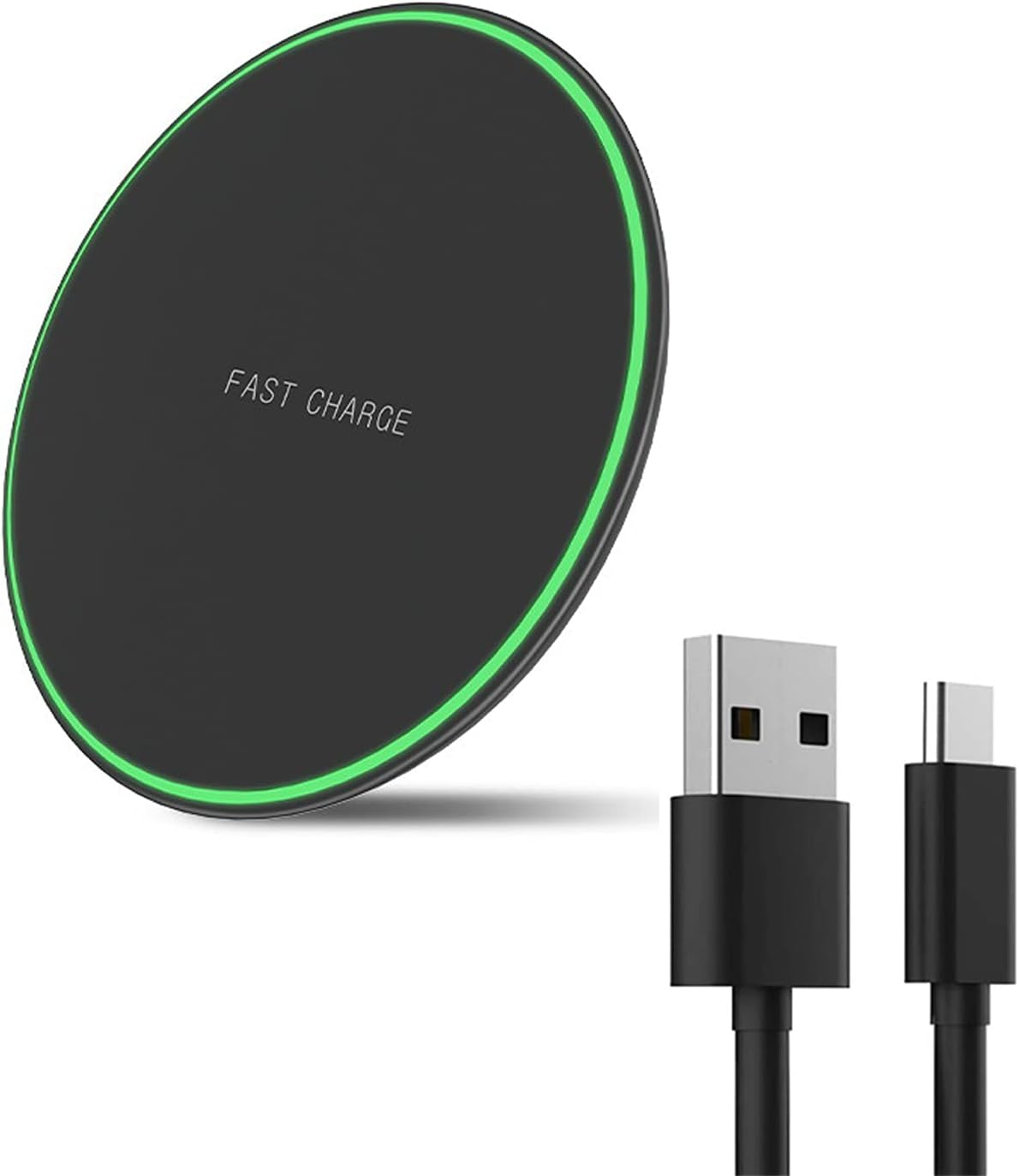 Wireless Charger for Samsung Galaxy S21/S22/S20/S20+/S10/S9+/S9/S8/S8+/S7/Note10/Note9/Note8, 15W Fast Wireless Charging Pad with USB-C for Samsung,iPhone Black(No AC Adapter)