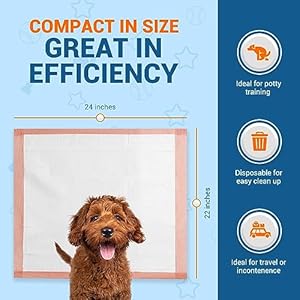 MED PRIDE Dog Training Pads [Travel Pack of 5] – Disposable, Ultra-Absorbent 6-Layer Puppy Potty Pee Pads with Sticky Strips- Leakproof & Waterproof Pet Pads for Dogs & Cats, 22 x 24”