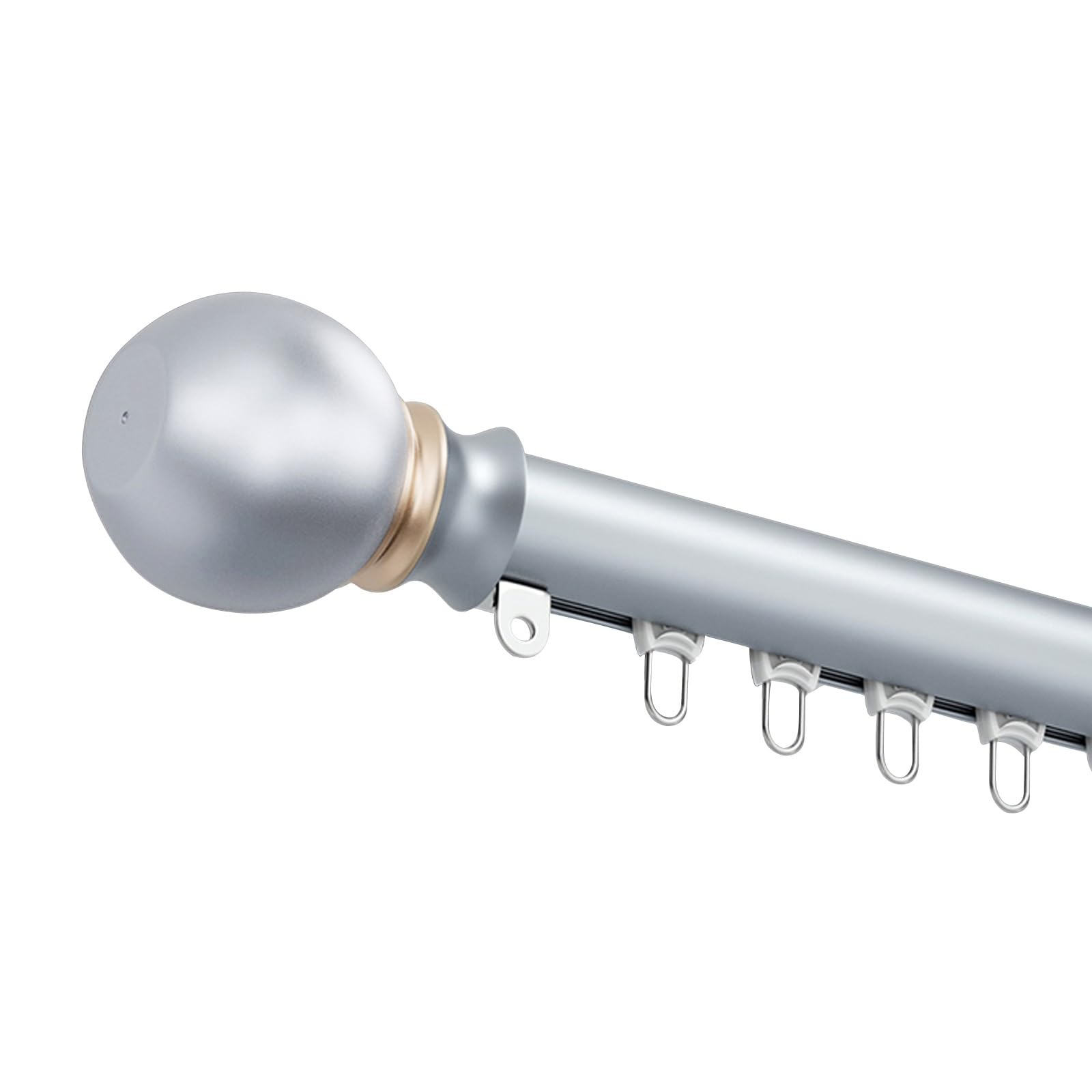 Wysokiej jakości aluminiowy system szyn do zasłon – przesuwny boczny karnisz do oddzielenia pokoju i prywatności - rozwiązanie do wystroju domu (srebrny 500 cm)
