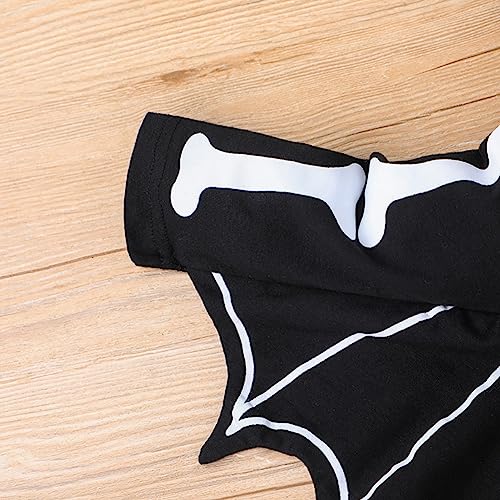 imKutie Baby Halloween Outfits, Cute Newborns Boys Girls First Halloween Clothes Skeleton Bat Romper Long Sleeve Cotton Jumpsuit with Hat for 0-24 Months - Image 5