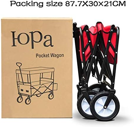 Collapsible Wagon Cart with Wheels Foldable Folding Wagons Carts Silent Universal Wheels,Folding Wagon Outdoor Push Pull Folding Wagon Stroller Cart for Kids | Foldable Canopy w/Sun & Rain S