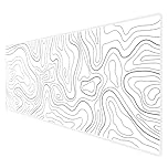 HGWALP Large Gaming Mouse Pad & Extended XXL Computer Game Mouse Mat, Long Desk Pad with Stitched Edges for Keyboard Home Office Gaming Work Big Desk Pad (35.4x15.7x0.12IN, 90x40),White Topographic
