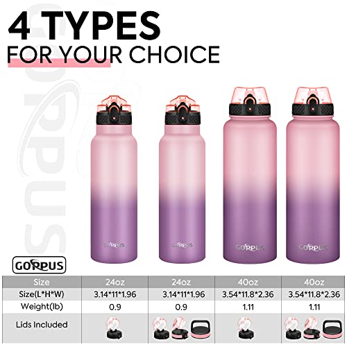 GOPPUS 750ml/26oz Stainless Water Bottle with Straw Double Wall Insulated Bottles with Strap Reusable Vacuum Thermal Flask Leakproof Keep Cold Drinks Bottles with Flip Top Lid for Men Women BPA Free - Image 2