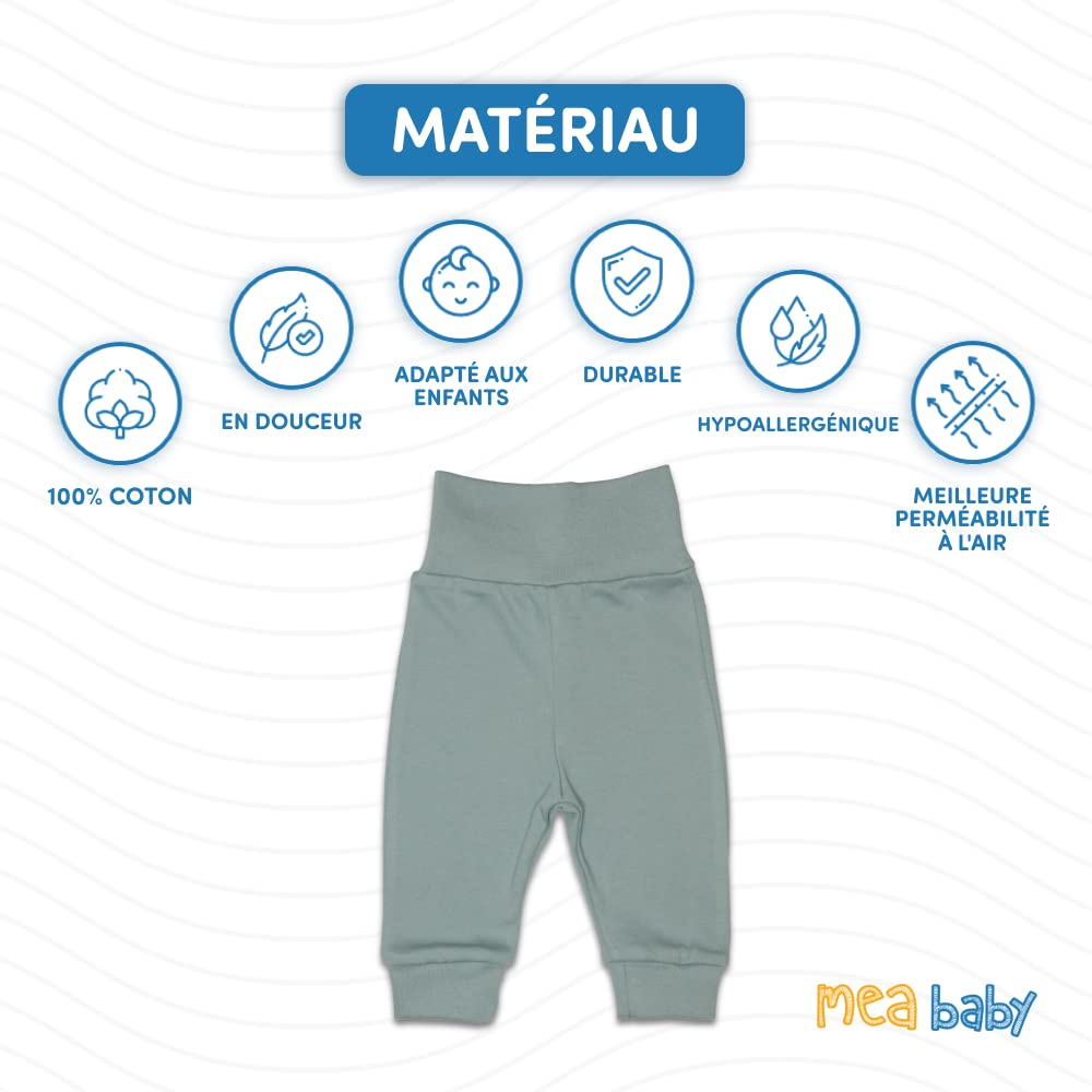 MEA BABY Parent Pantalon bébé Unisexe 100% Coton, Lot de 5, Pantalon Bouffant pour garçons et Filles
