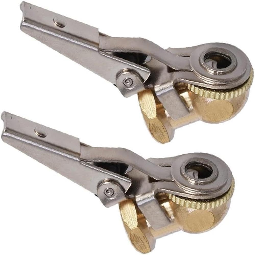 1/4" Tire Inflatable Straight Brass Open Flow Air Chuck Lock-On Clip *2OEM for Genuine Replacement