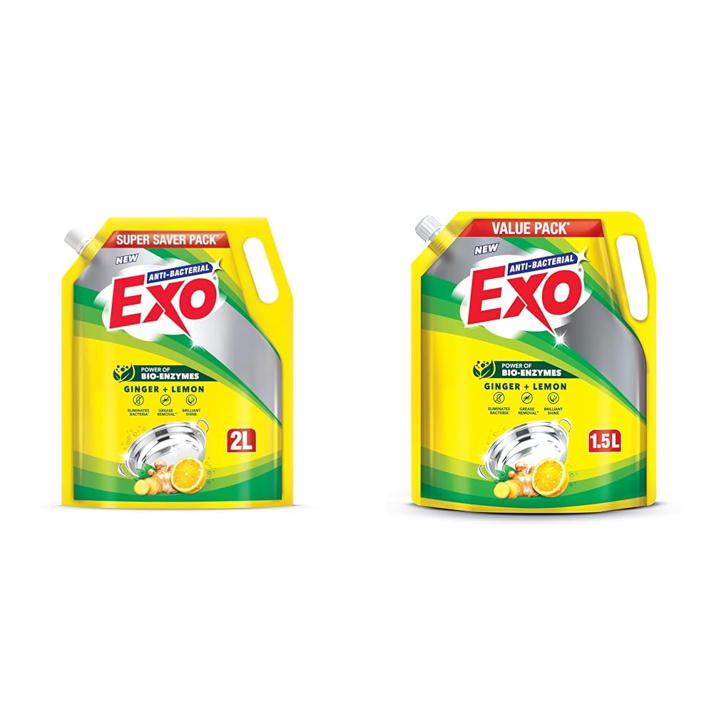 Exo Dishwash Liquid Refill Pack | Ginger & Lemon | Tough Grease Removal for Utensils | Anti-Bacterial Dishwashing Liquid | Bio-Enzyme Liquid Dishwash | No Residue Cleaning - 2L|Exo Anti-Bacterial-image-14