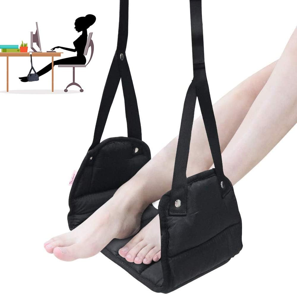 Airplane Footrest Airplane Travel Accessories - Portable Foot Hammock with Premium Memory Foam Footrest Prevent Back Painful & Comfy Leg Feet for Long Flight Train Office Footrest (2 Extension Gift)