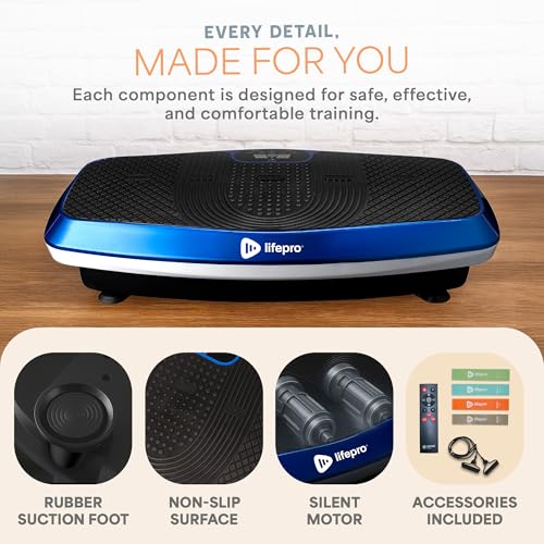 Image of Lifepro Vibration Plate Exercise Machine for Lymphatic Drainage - Whole Body Vibration Platform with Resistance Bands for Home Workout - Low-Impact Vibrating Plate for Body Toning