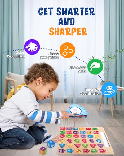 Plunack Alphabet Fishing Game - Wooden ABC Letter Puzzle for Toddlers 3-5 Years Old, Fine Motor Skills Toy, Birthday Gift for Kids - Image 7