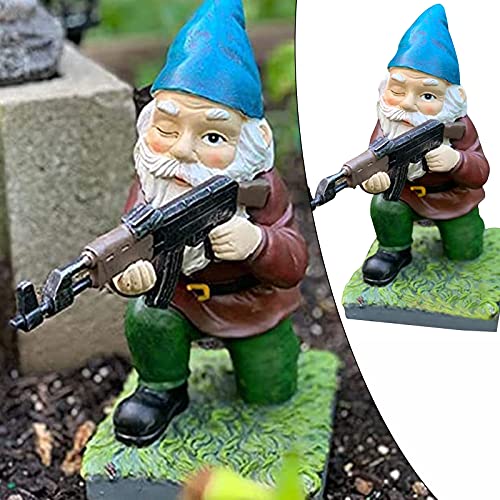 Militär Gartenzwerge 3er Set - Lustige Armee Zwerge Mit Waffen Für Gartendekoration