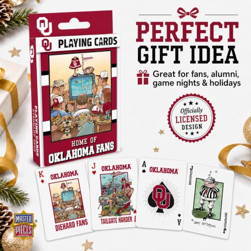 Image of Masterpieces NCAA Oklahoma Sooners Playing Cards Deck - Officially Licensed, 54 Cards - Ages 4+