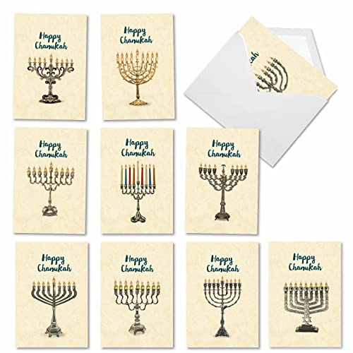 Image of Best Card Co 10 Chanukah Boxed Cards Hanukkiah AC6128HKG-B1x10