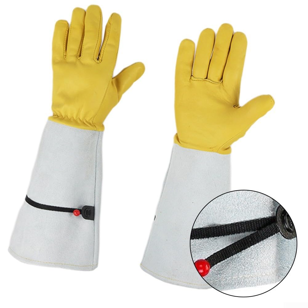 Guanti da giardinaggio resistenti per potatura, resistenti alle spine, in pelle di capra e pelle di vacchetta, con protezione lunga dell'avambraccio per paesaggistica e diserbo
