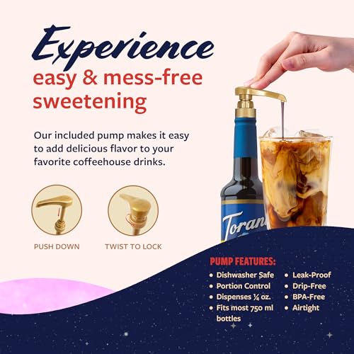 Image of Torani Sugar-Free Galaxy Syrup, Raspberry & Rum Flavoring, Glass Bottle with Pump Included, 25.4 Fl Oz