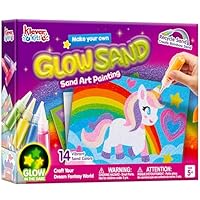 Klever Kits Glow Sand Art Kits for Kids, Glow in The Dark Sand Painting with 14 Colors, Kids Crafts, 6 Fantasy Templates & 4 DIY Sheets, Mess Free Arts and Crafts, Gifts for Girls Ages 5+ by JOVA