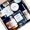 Spa Gift Set for Him, Gifts for Men, Natural Self Care Handmade Kit includes Whiskey Candle, Face Serum, Heel and Hand…