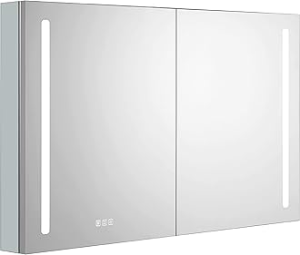 LED Medicine Cabinet With Mirror, 36"27.5"5", Recessed & Surface Mount, for Bathroom, Defog, Dimmer, 2 Doors