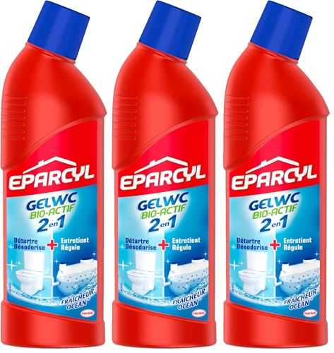 Eparcyl 2en1 – Gel WC Spécial (0.750L) – Produit WC Détartrant + Entretien Fosse Septique – Fraicheur Océan (Lot de 3)