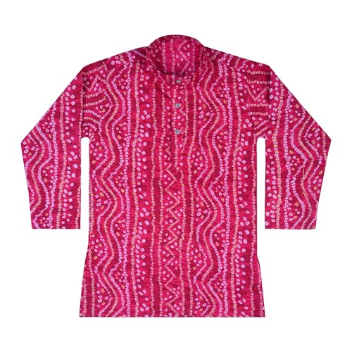 Image of TinySteps Traditional Bandhani Print Kids Festive Ethnic Wear Boys Cotton Kurta Pajama Set