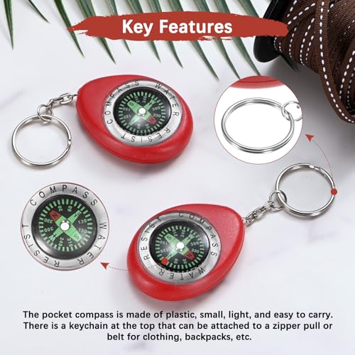 Brújula para llavero - Brújula de bolsillo de supervivencia mini con anillo para llavero para senderismo miniatura 6