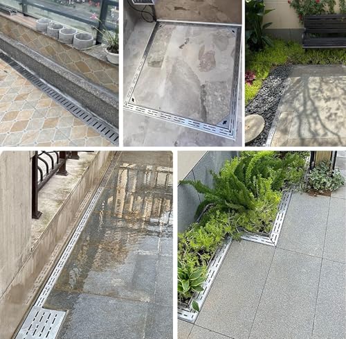 Caniveau en acier inoxydable de drainage extérieur avec grille étroite pour cour - 3