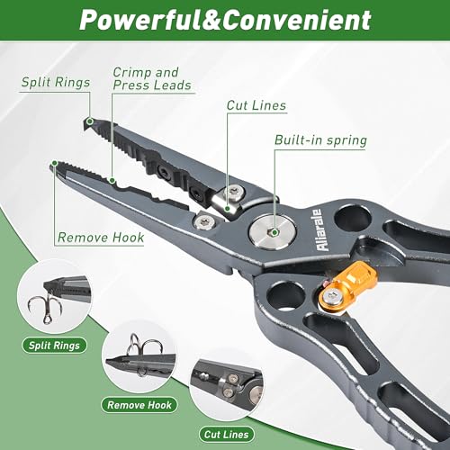 Image of Fishing Pliers,Fish Lip Gripper & Scale Combo - Saltwater Resistant Fishing Tools Kit,Multitool Hook Remover and Split Ring Pliers with Sheath,Fishing Gear,Fishing Gifts for Men