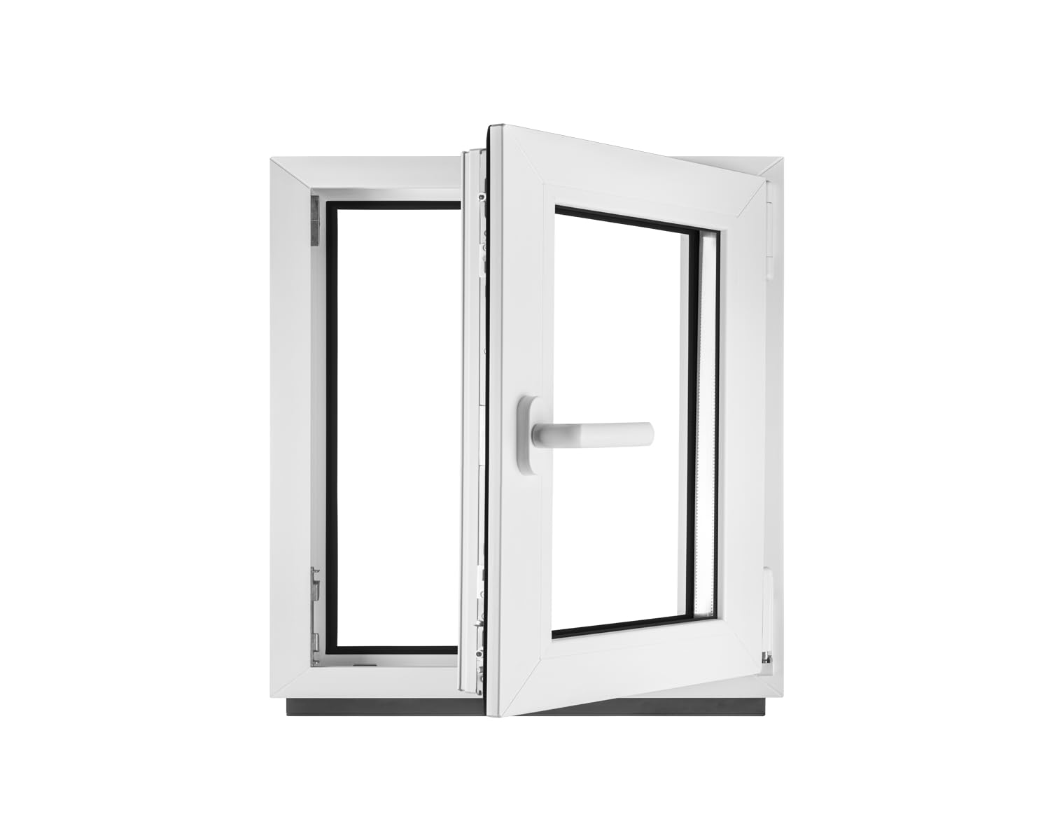 ‎BauPLAZA Ventana PVC (reforzado) Practicable ANCHO x ALTO 500 x 500 mm BLANCA Vidrio Transparente Triple acristalamiento 4 10 4 10 4 (triple cristal) 50 x 50 cm Derecha OSCILOBATIENTE 1