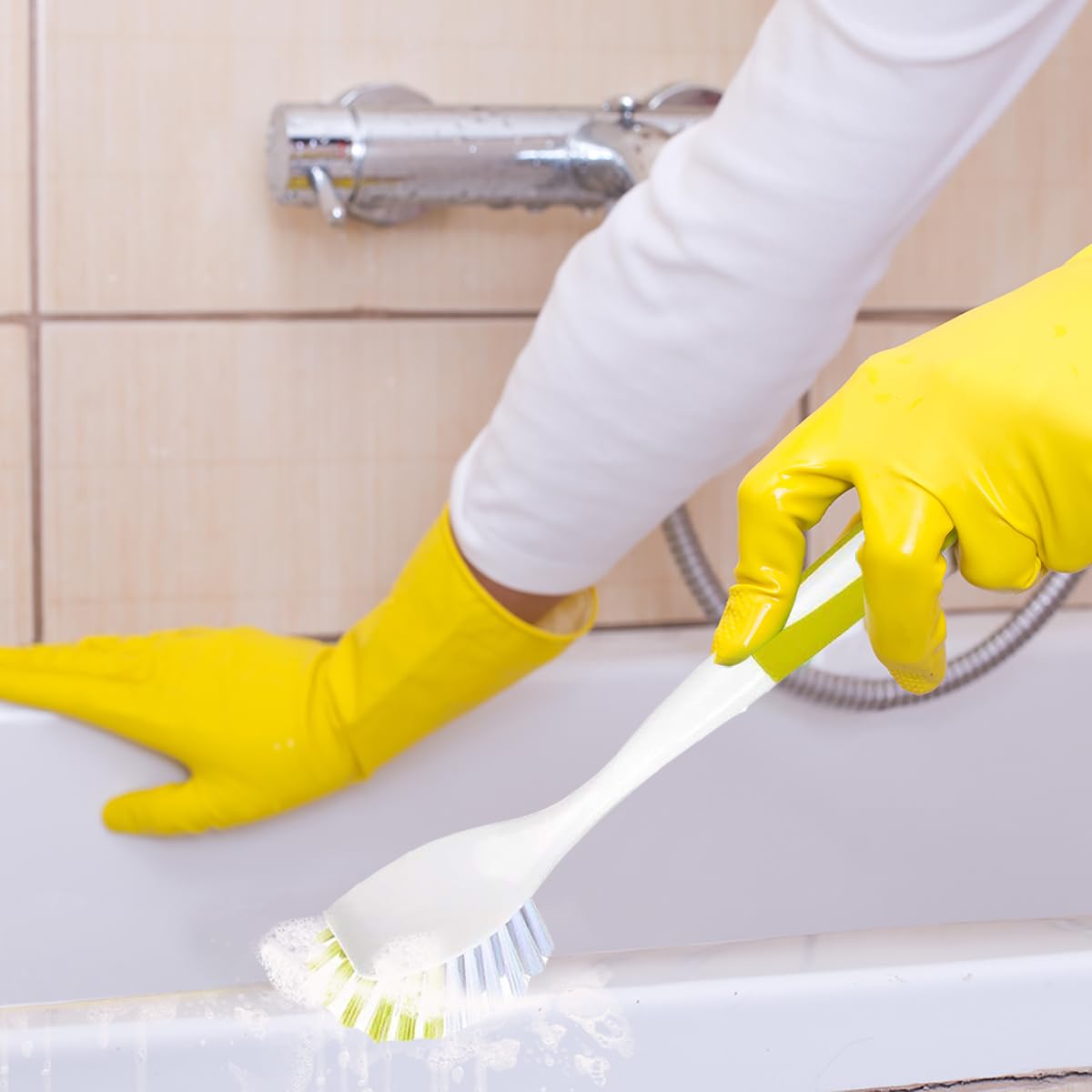 Spazzola per la Pulizia della pentola per lavello da Cucina con setole rigide, Giallo-Verde, 3 Pezzi