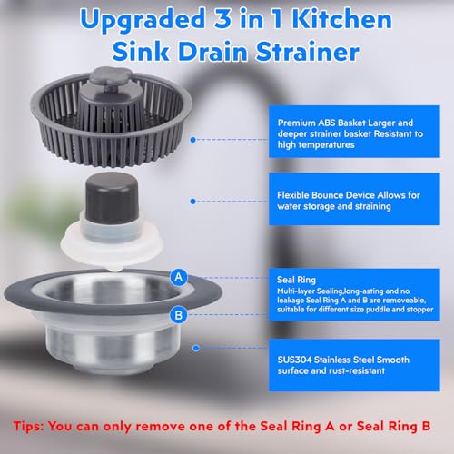 Colador para fregadero de cocina 3 en 1 de acero inoxidable miniatura 5