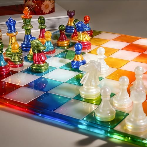 Chess Mold Set, Resiners Chess Molds for Resin Casting with Full Size 3D Silicone Chess Checkers & Chess Board, Epoxy Silicone Resin Molds for Family Party Board Games (Checkers & Chess Board) — view 2