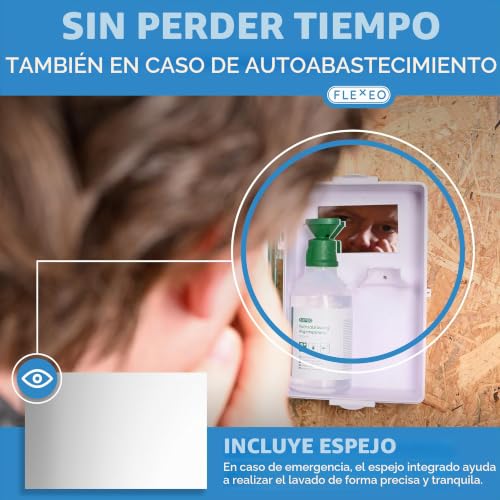 Lavado de ojos FLEXEO estéril NaCl 0,9% con soporte mural 6