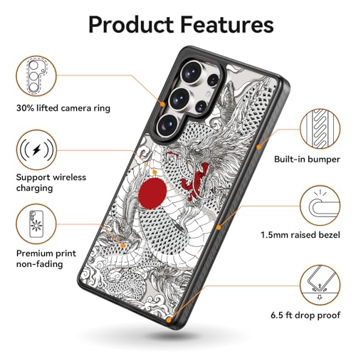 Coque de téléphone de 6,8 pouces haut de gamme compatible Magsafe motif dragon