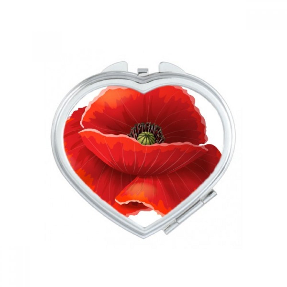 Miroir compact maquillage rouge fleur pavot, petit miroir portable et miroir de poche