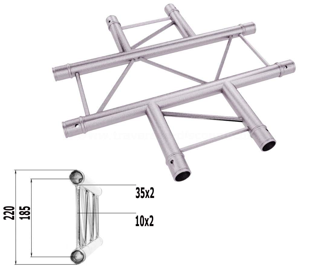 Alu Traversen 2-Punkt T220-2 4-Wege Kreuz horizontal C41H, Alu System Trussing