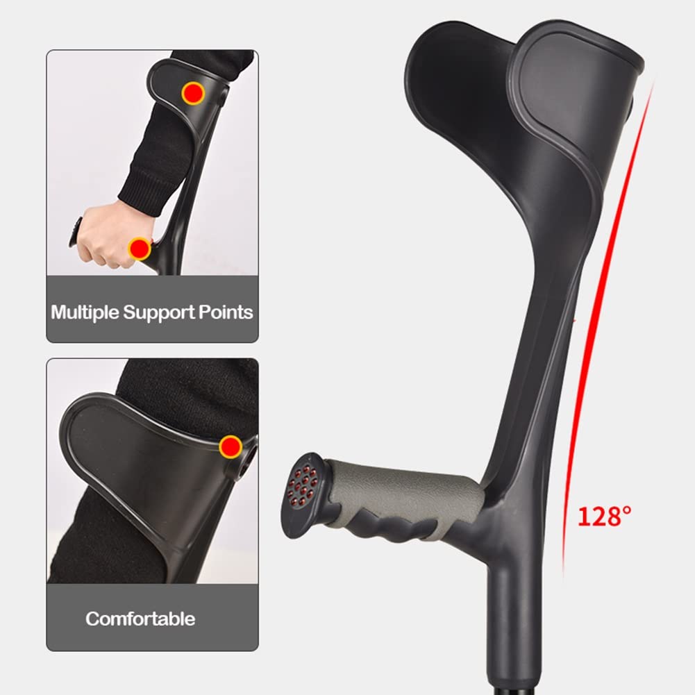 Stampelle per Adulti (Coppia), stampelle Portatili Pieghevoli per avambraccio, stampelle telescopiche Regolabili per Camminare, stampelle in Alluminio Leggero per i Viaggi (Grigio/Nero)