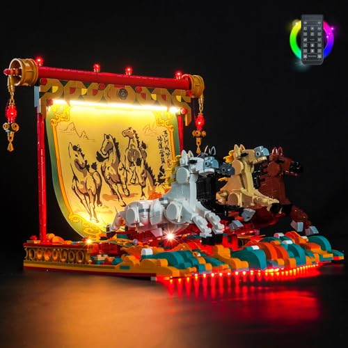 Image of BrickBling LED Light Kit Compatible with Lego Galloping Horses Canvas, Creative Lighting Compatible with Lego 80119 (Not Included The Model) (80119-RC Version)