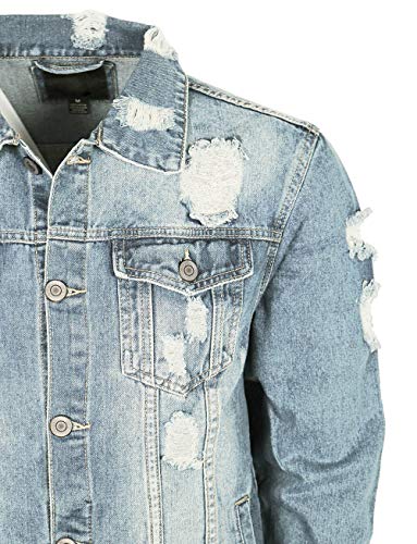 URBANJ Men's Distressed Denim Jacket4