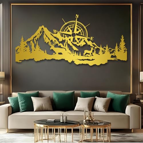 Boussole de montagne en métal durable pour décoration d'extérieur