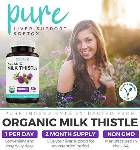 Pure Co 0643517992156 Usda Organic Milk Thistle Capsules - 80% Silymarin Supplement thumb #3