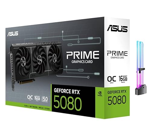 ASUS Prime GeForce RTX 5080 OC Edition �g���v���t�@�� �O���t�B�b�N�X�J�[�h 16GB GDDR7 1827 AI Tops�A��5����Tensor�R�A�ADLSS 4�APCIe 5.0�ADP 2.1b x3�AHDMI 2