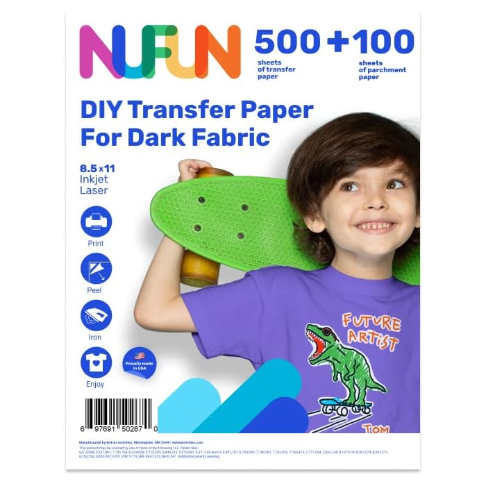 Buy NuFun Activities Inkjet Printable Iron On Heat Transfer for Dark ...