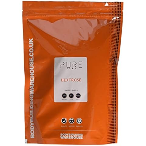 Pure Dextrose Powder 1kg - Carbohydrate Supplement - Energy Supply, Glycogen Restore - Unflavoured | Bodybuilding Warehouse, White (Packaging May Vary) Cover