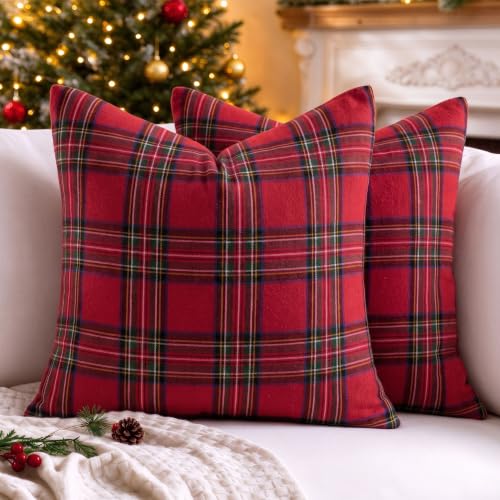 AQOTHES Christmas Plaid Decorative Throw Pillow...