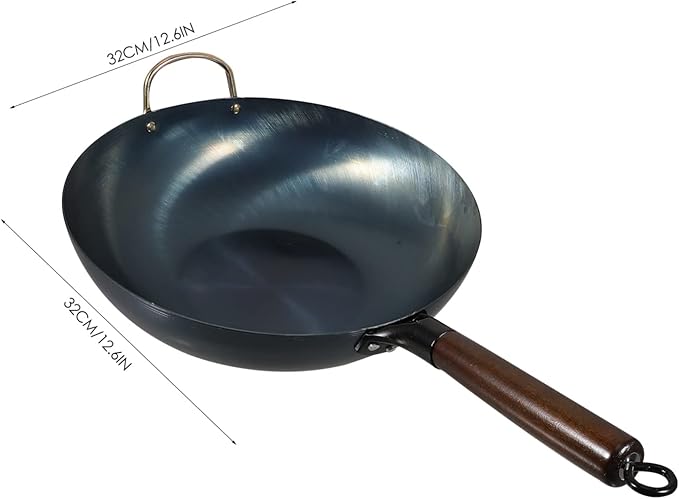 Wok de hierro Happyyami 32 cm antiadherente para cocina miniatura 3