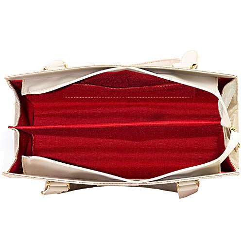 Bolsa Feminina Pasta + Bolsinha + Carteira Feminina (Off White)