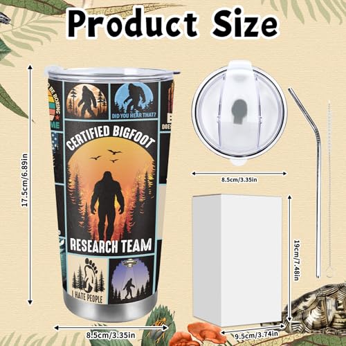 Image of AFRITEE Big Foot Lover Gift - Mysterious Animals Bigfoot 16 oz Tumbler Cups with Lids and Straws, Funny Iced Coffee Tumbler Creative Gift for Friends Who Love Outdoor Adventure